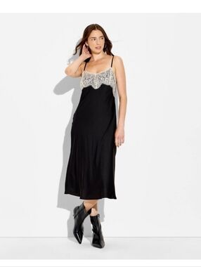 NWT Wild Fable Lace Trim Satin Midi Slip Dress XXS 2XS Whimsigoth Romantic #34